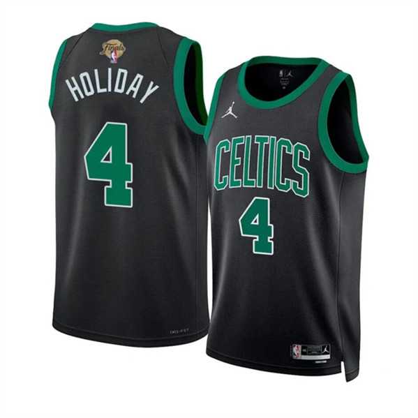 Mens Boston Celtics #4 Jrue Holiday Black 2024 Finals Statement Edition Stitched Basketball Jersey Dzhi